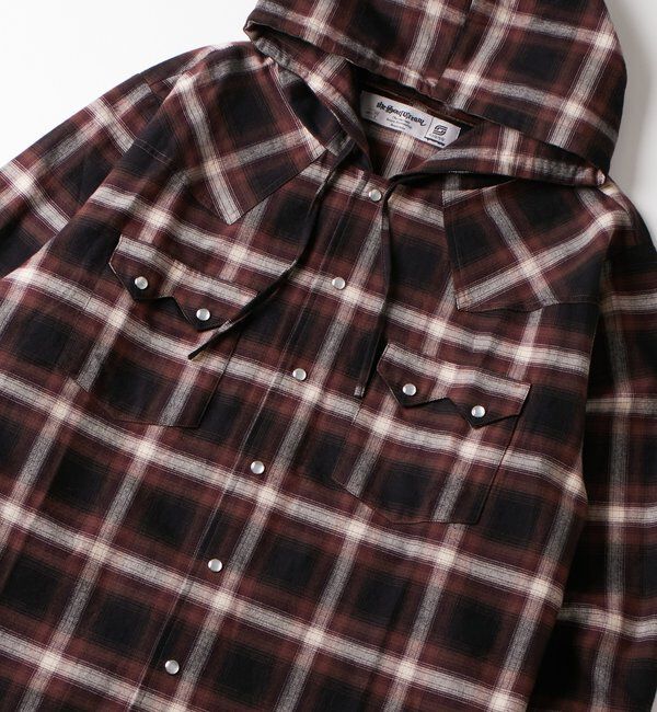  「【UNISEX】Sourcreamウエスタンオンブレチェックフードシャツ」|シャツ・ブラウス|
