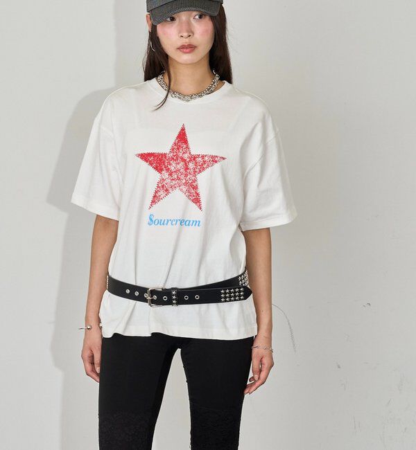  「【UNISEX】SourcreamラインストーンスターグラフィックTEE」|Tシャツ・カットソー|