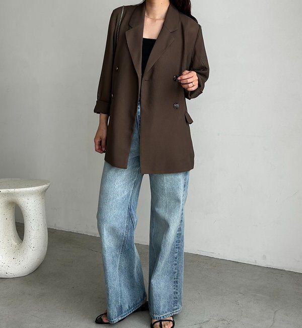  「【夏まで使える/サイズ展開あり】シアーWジャケット」|テーラードジャケット|