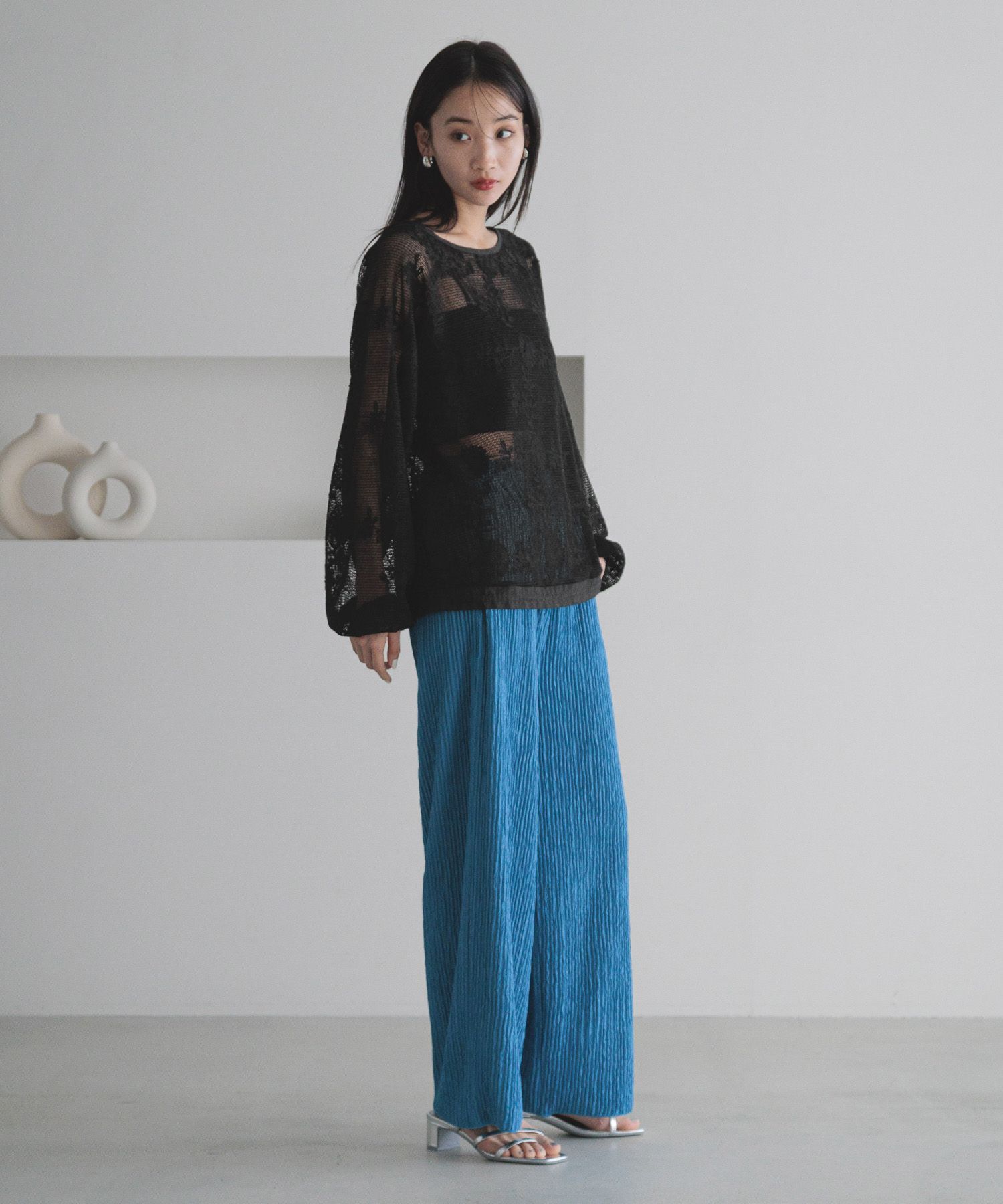 LOWRYS FARM「ジャガードプリーツパンツ」|チノ|