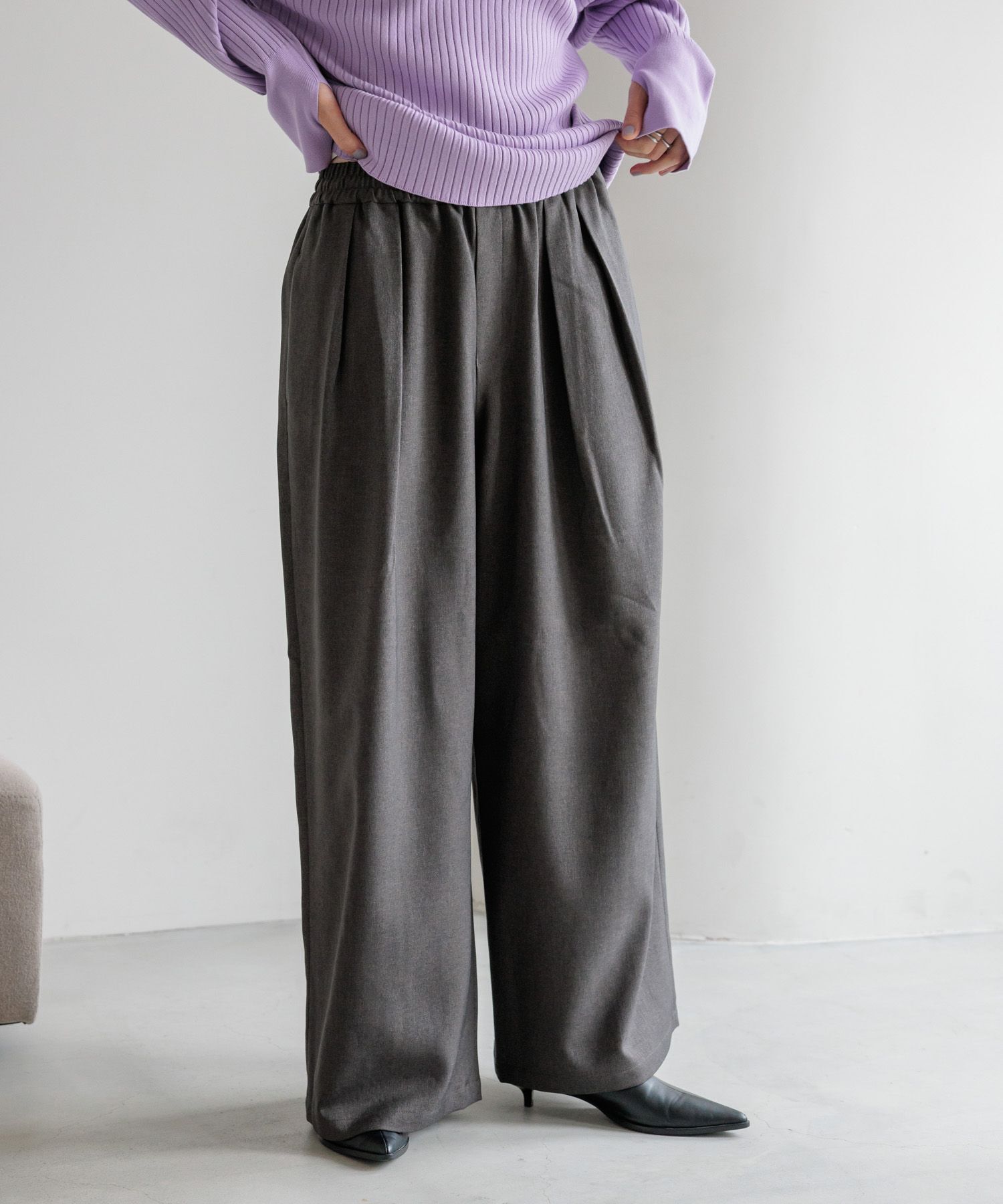 LOWRYS FARM「ウールライクイージーパンツ」|チノ|GRY8