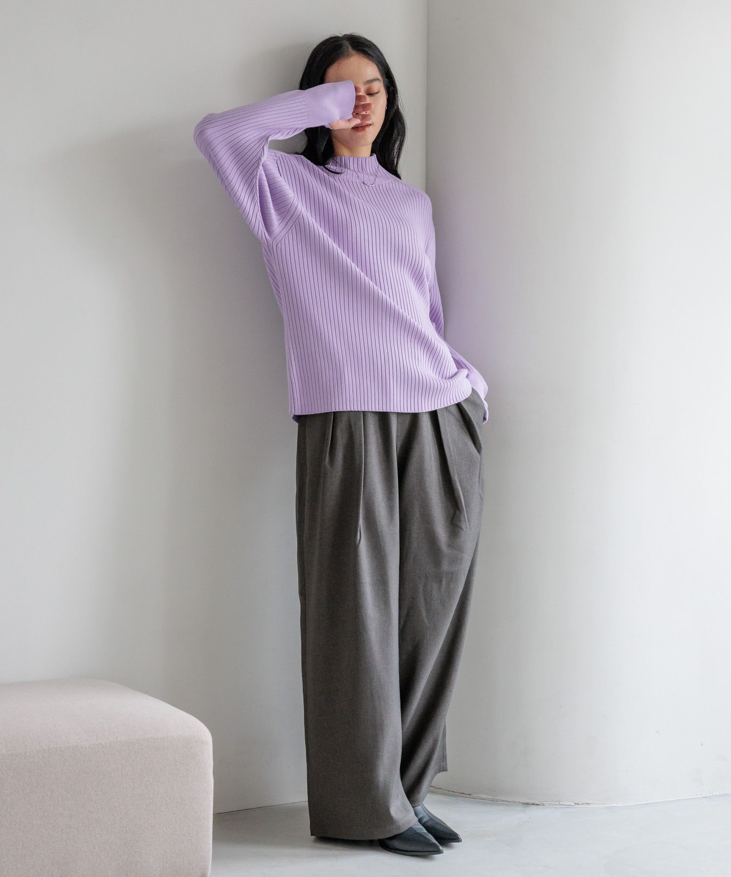 LOWRYS FARM「ウールライクイージーパンツ」|チノ|