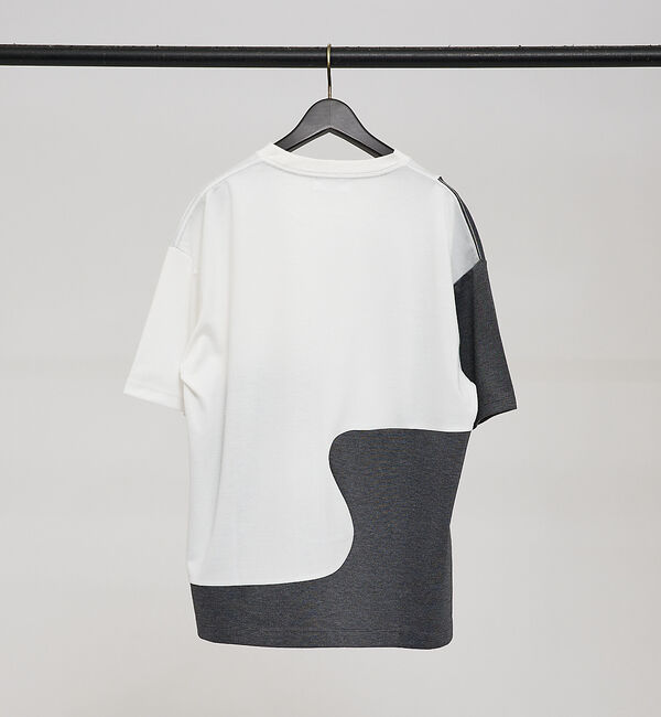 ABAHOUSE「【ウズマキ】アシンメトリー 配色 オーバーサイズ ポンチ Tシャツ」|Tシャツ・カットソー|