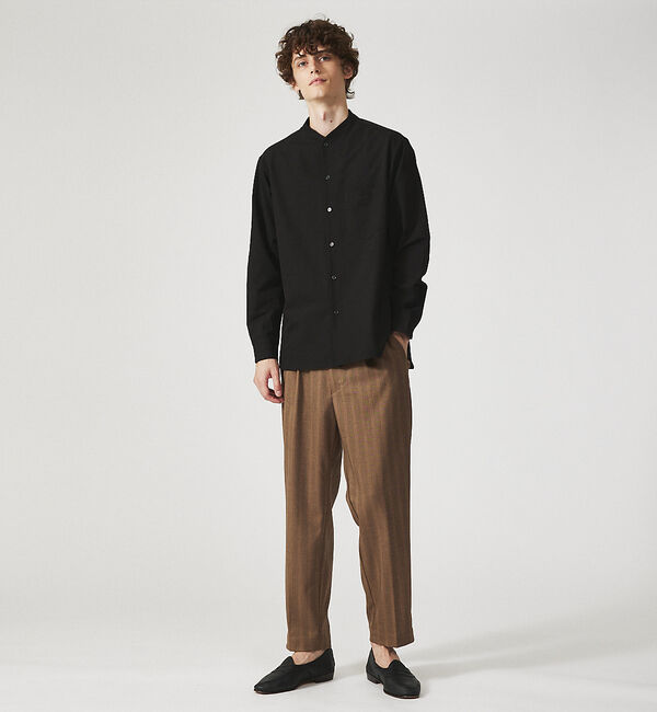 ABAHOUSE「【変形襟】シャンブレーツイル カラーレス シャツ / バンドカラーシャツ / 従」|シャツ・ブラウス|