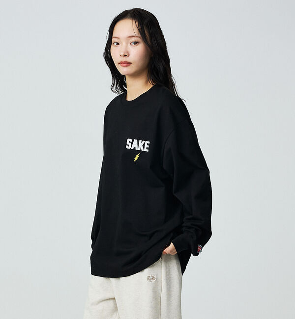 ABAHOUSE「【YOIDORE / ヨイドレ】KAMINARISAMA / 雷様 刺繍ロングT」|Tシャツ・カットソー|ブラック