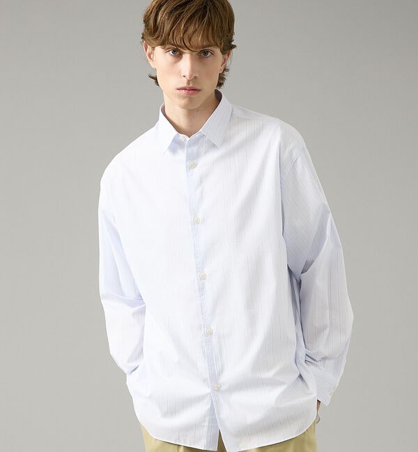 ABAHOUSE「エアリーストライプ オーバーサイズ レギュラーカラーシャツ」|シャツ・ブラウス|