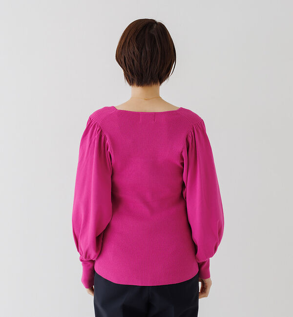 Rouge vif「パフスリーブスクエアネックニット」|ニット・セーター|