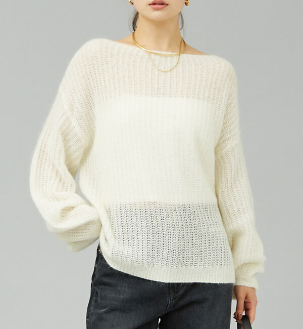 Rouge vif「ラメモヘアシアーパフプルオーバー」|ニット・セーター|アイボリー