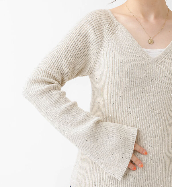 Rouge vif「2WAYスパンコールラメリブニット」|ニット・セーター|