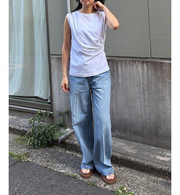 Rouge vif「【接触冷感】【UVカット】【一部店舗限定】ドレープギャザーノースリーブカットソー」|Tシャツ・カットソー|