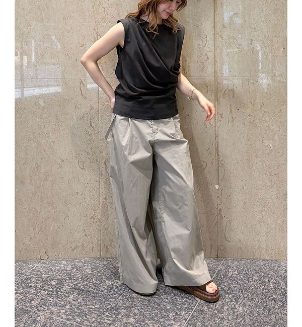 Rouge vif「【接触冷感】【UVカット】【一部店舗限定】ドレープギャザーノースリーブカットソー」|Tシャツ・カットソー|