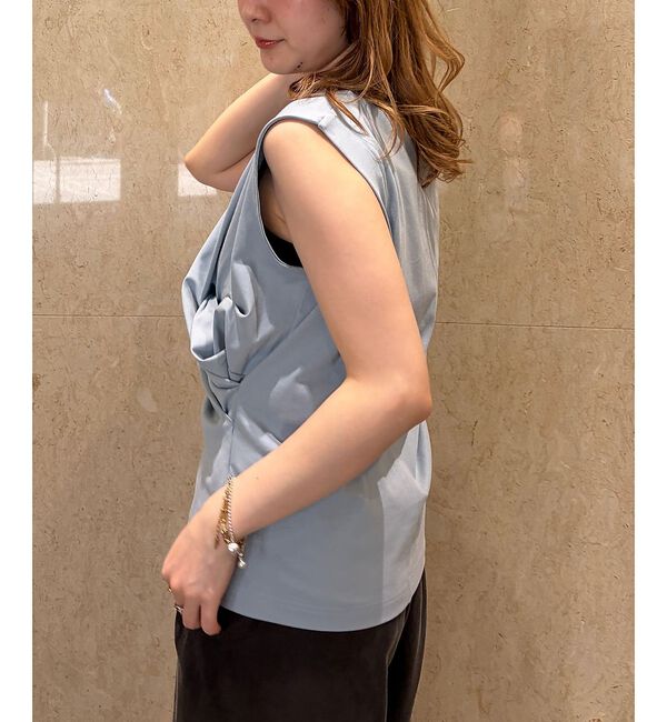 Rouge vif「【接触冷感】【UVカット】【一部店舗限定】ドレープギャザーノースリーブカットソー」|Tシャツ・カットソー|