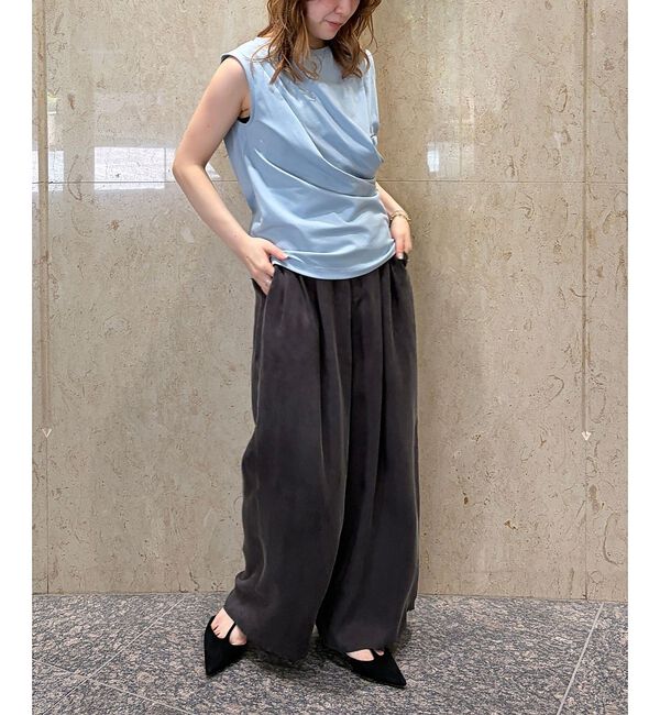 Rouge vif「【接触冷感】【UVカット】【一部店舗限定】ドレープギャザーノースリーブカットソー」|Tシャツ・カットソー|