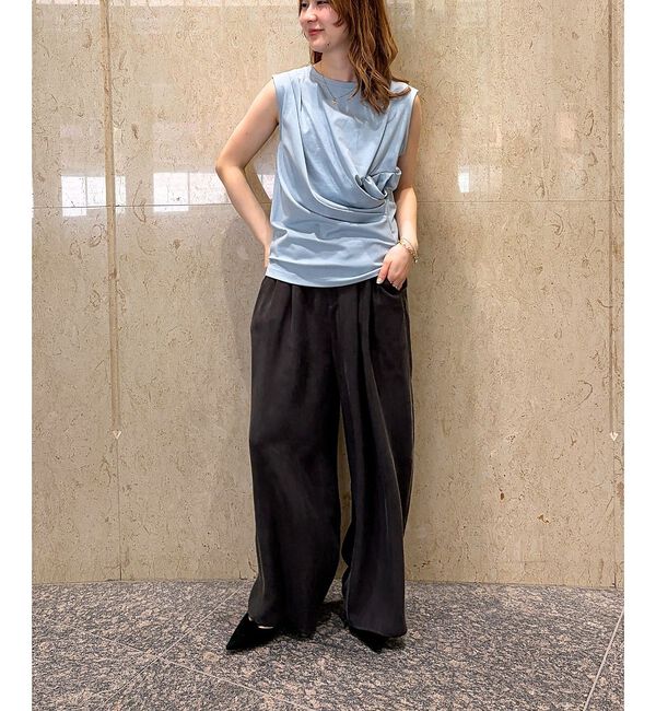 Rouge vif「【接触冷感】【UVカット】【一部店舗限定】ドレープギャザーノースリーブカットソー」|Tシャツ・カットソー|