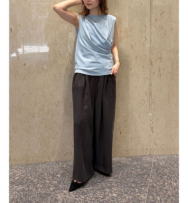 Rouge vif「【接触冷感】【UVカット】【一部店舗限定】ドレープギャザーノースリーブカットソー」|Tシャツ・カットソー|