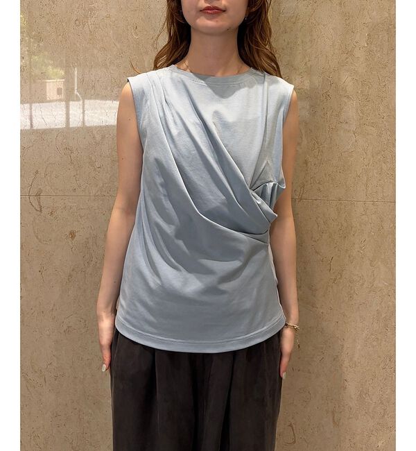 Rouge vif「【接触冷感】【UVカット】【一部店舗限定】ドレープギャザーノースリーブカットソー」|Tシャツ・カットソー|