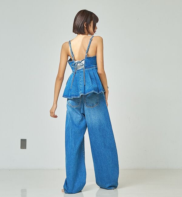 abahouse mavie「ウォッシュドデニムキャミ/レイヤード/バックリボン/春服/夏服」|キャミソール|