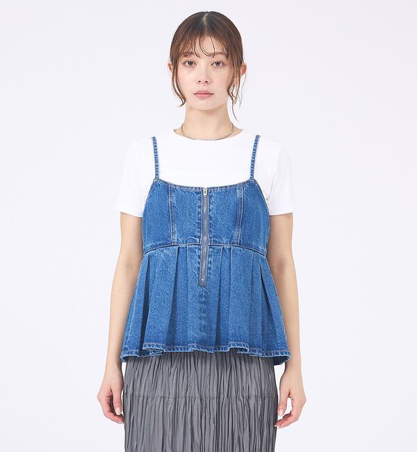 abahouse mavie「ウォッシュドデニムキャミ/レイヤード/バックリボン/春服/夏服」|キャミソール|