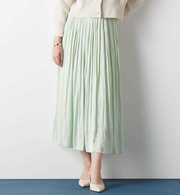 TIARA「《定番》ヴィンテージサテンギャザースカート」|スカート|グリーン