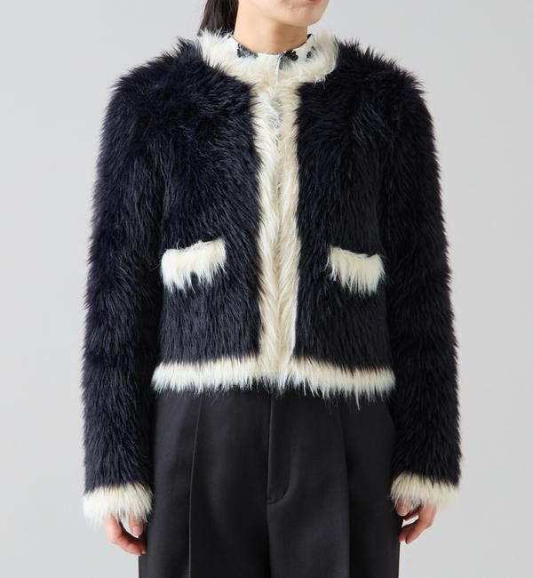 TIARA「フェザーバイカラーニットジャケット」|カーディガン|