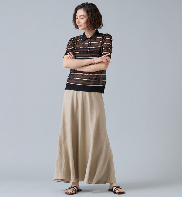 Liesse「マルチボーダーシアーポロニット」|ニット・セーター|