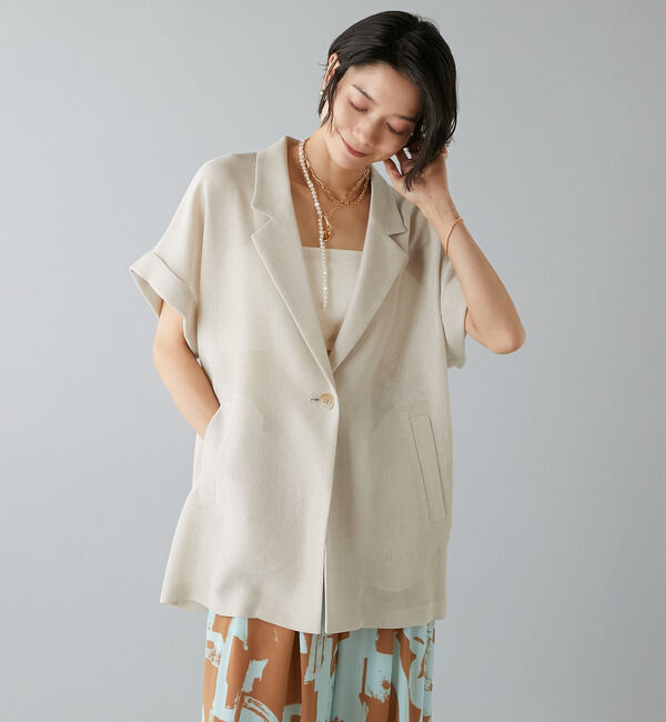 Liesse「スリーブレスジャケット」|テーラードジャケット|アイボリー