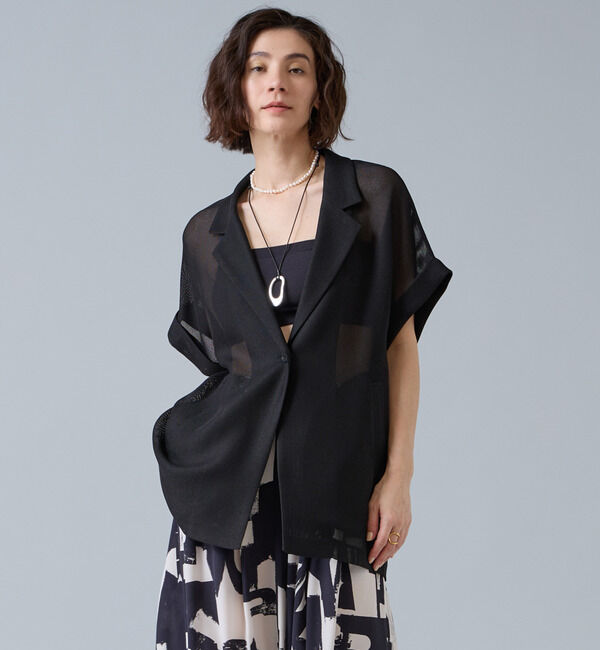 Liesse「スリーブレスジャケット」|テーラードジャケット|ブラック