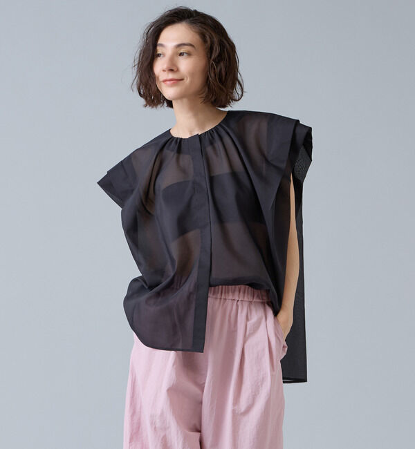 Liesse「シアーフリルブラウス」|シャツ・ブラウス|ブラック