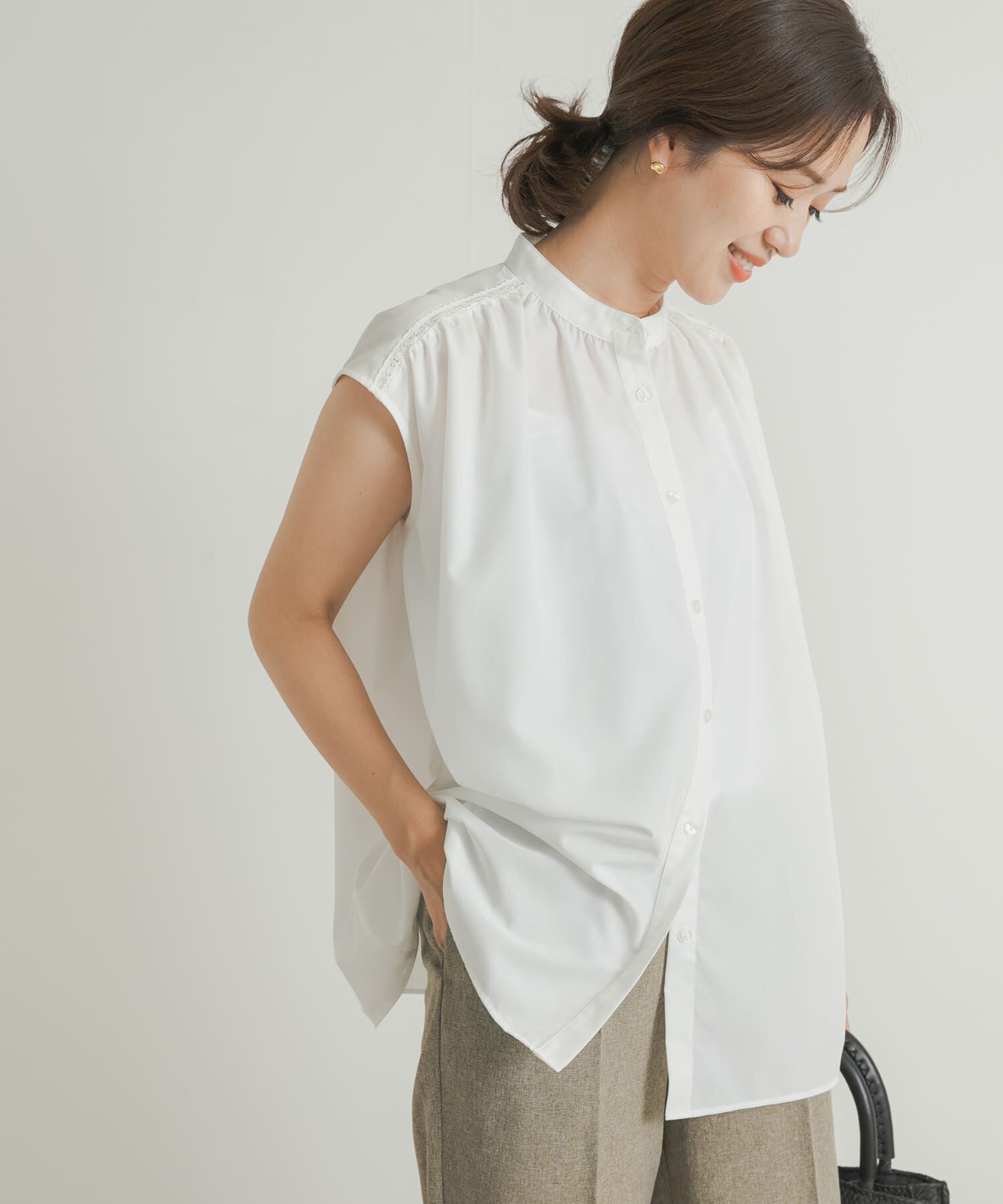 URBAN RESEARCH DOORS「レース切替フレンチブラウス」|シャツ・ブラウス|