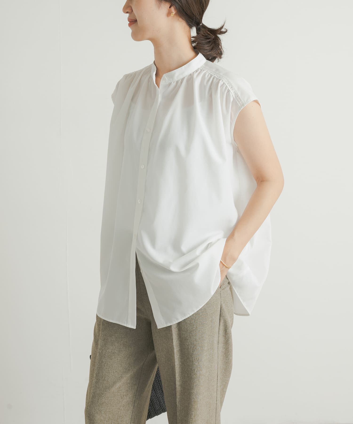 URBAN RESEARCH DOORS「レース切替フレンチブラウス」|シャツ・ブラウス|