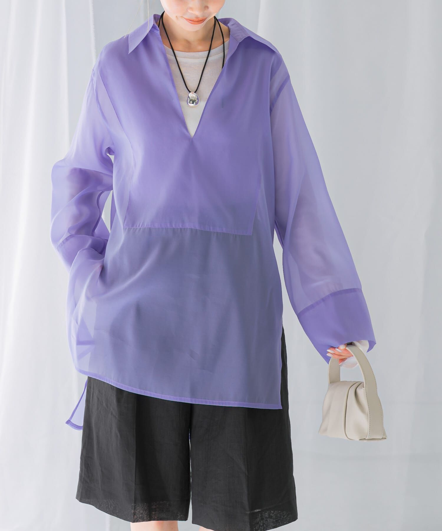 URBAN RESEARCH ROSSO「シアースキッパーロングシャツ」|シャツ・ブラウス|ブルー