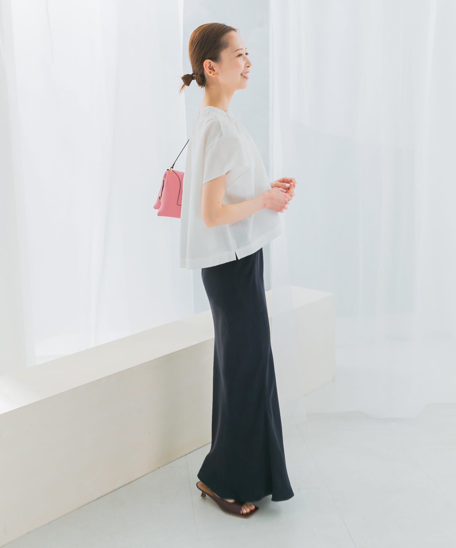 URBAN RESEARCH ROSSO「シアサッカーショートギャザーブラウス」|シャツ・ブラウス|