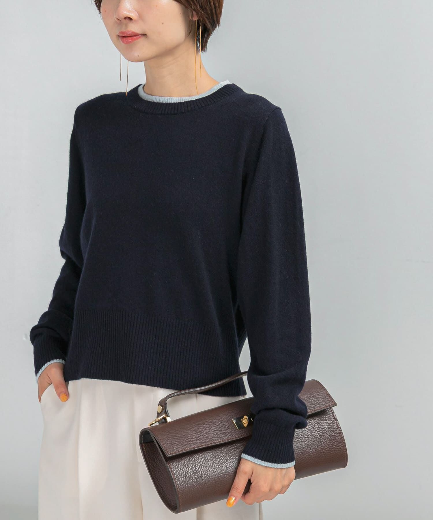 URBAN RESEARCH ROSSO「カシミヤ混バイカラーコンパクトニット」|ニット・セーター|