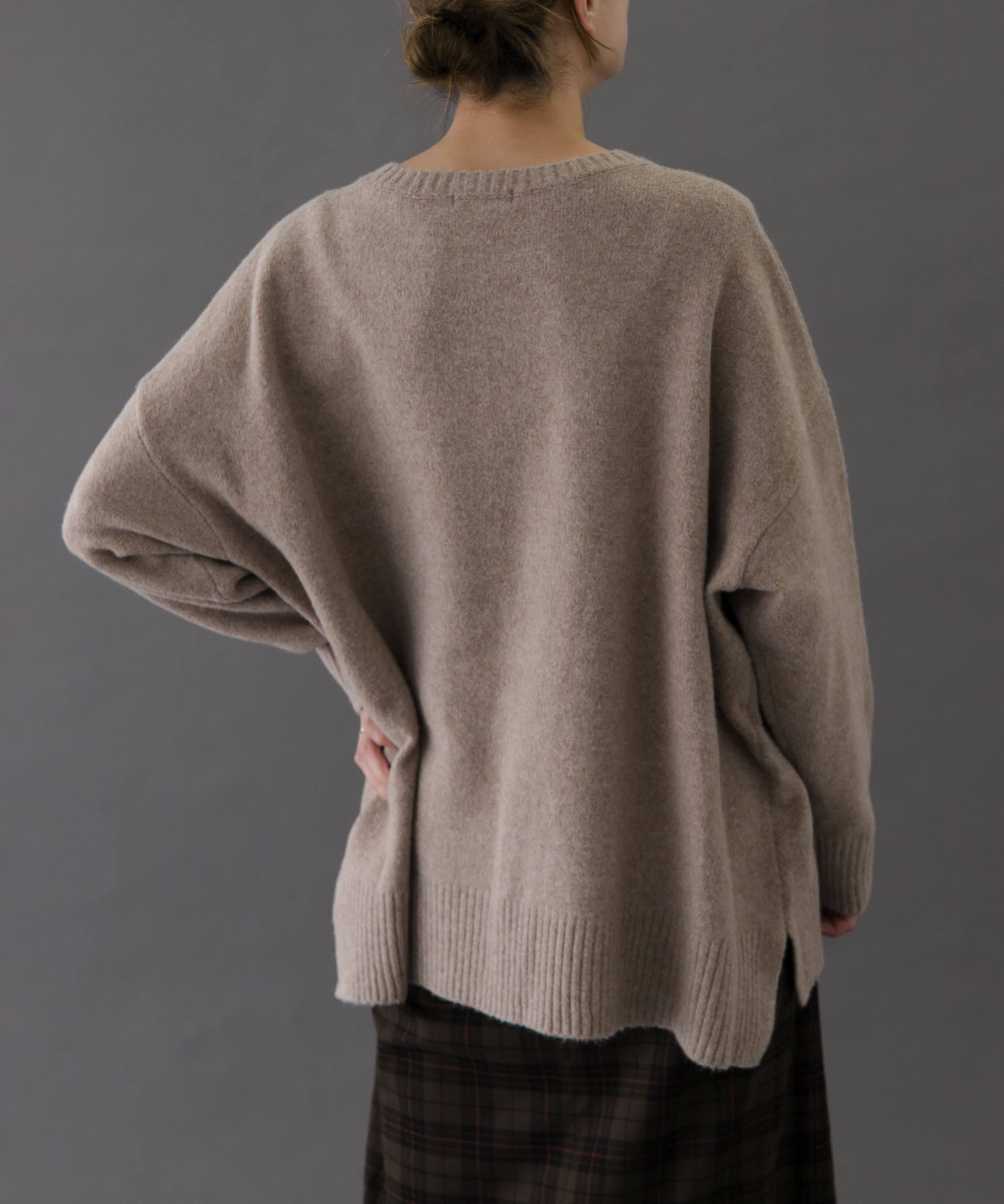 URBAN RESEARCH DOORS「FORK&SPOON　コットンブレンドチュニックニット」|ニット・セーター|ベージュ