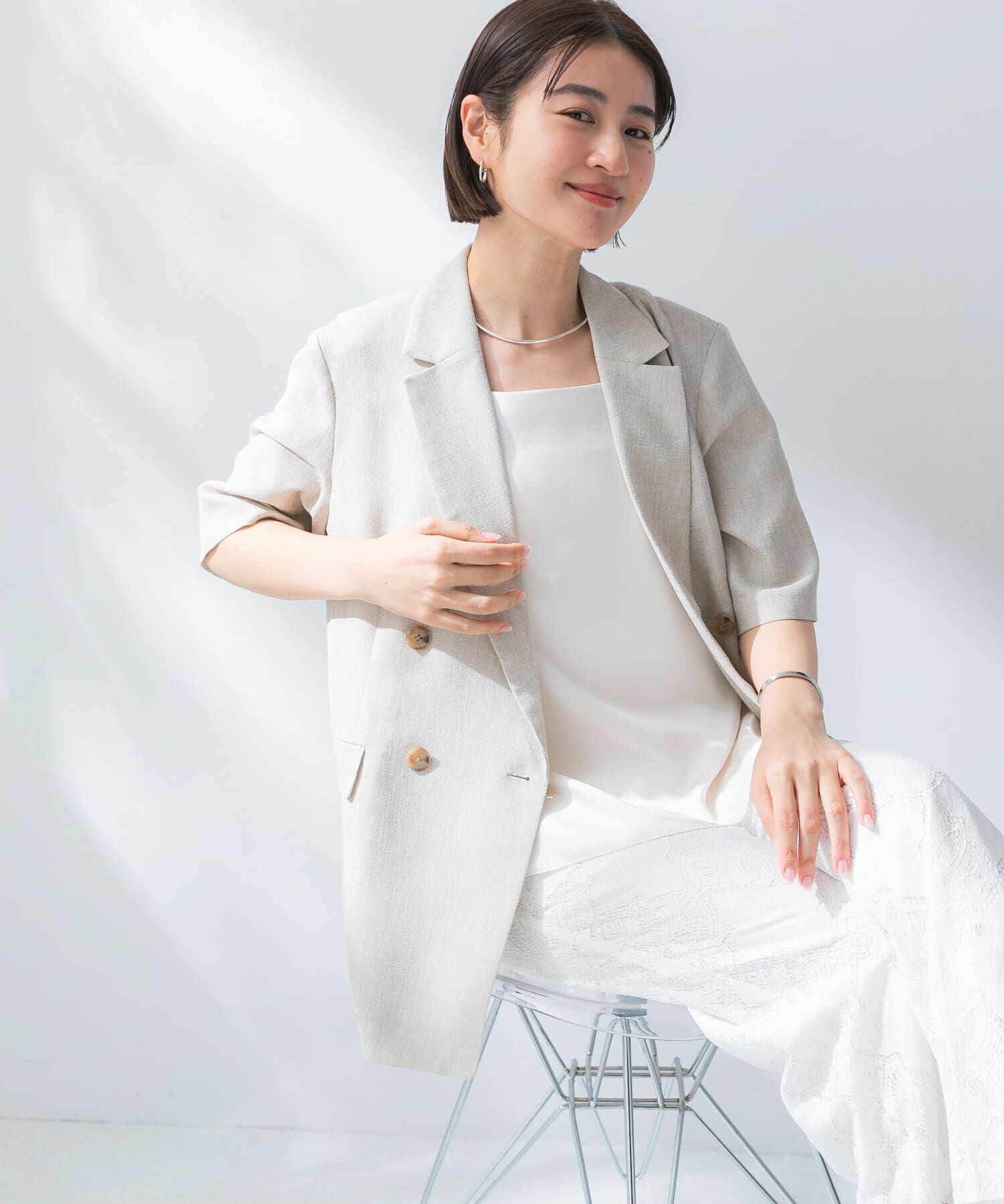 URBAN RESEARCH ROSSO「防シワ リネンライクハーフスリーブジャケット」|その他|