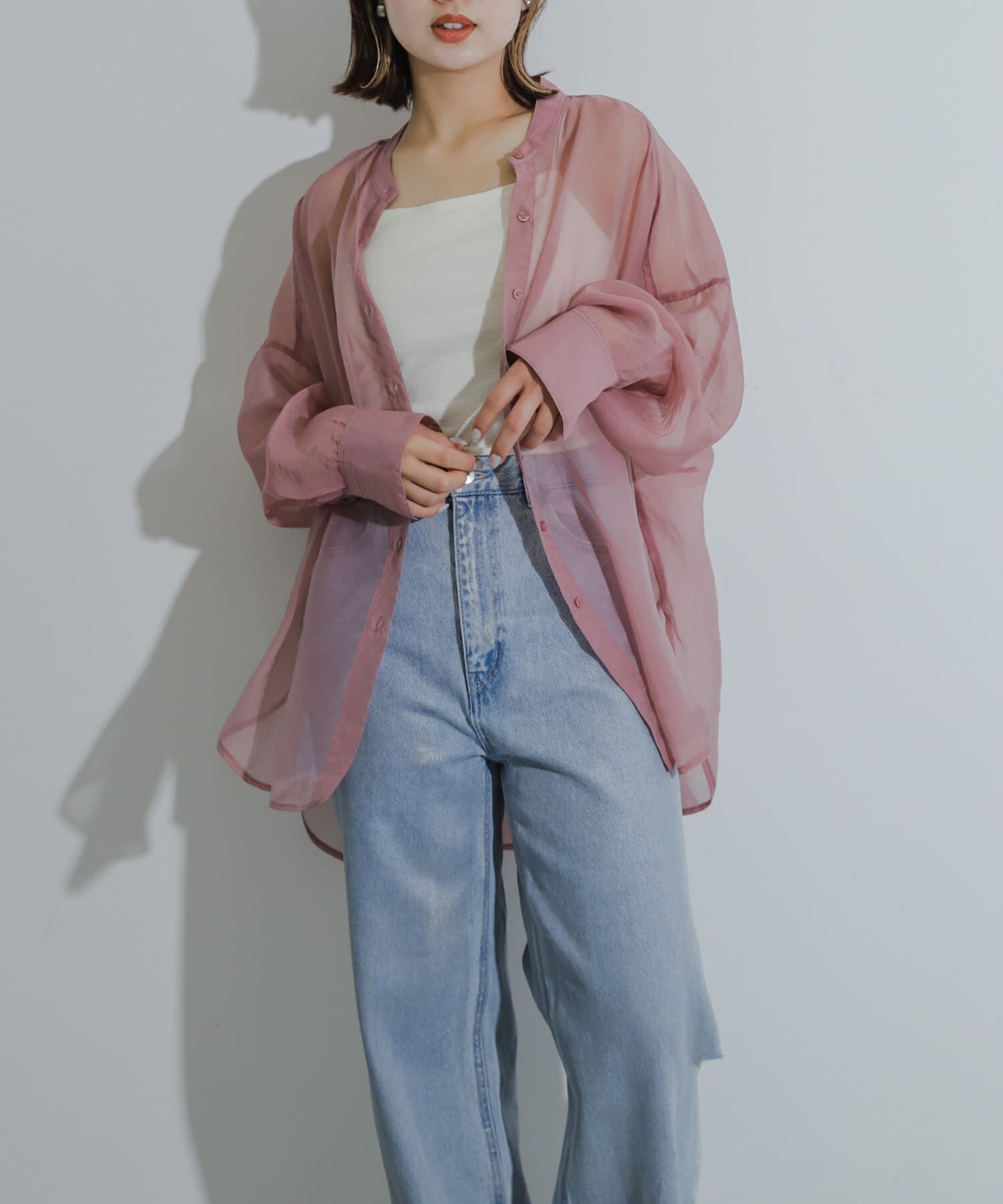 SENSE OF PLACE by URBAN RESEARCH「『一部WEB限定カラー』シアーシャンブレーシャツ」|シャツ・ブラウス|ライトピンク