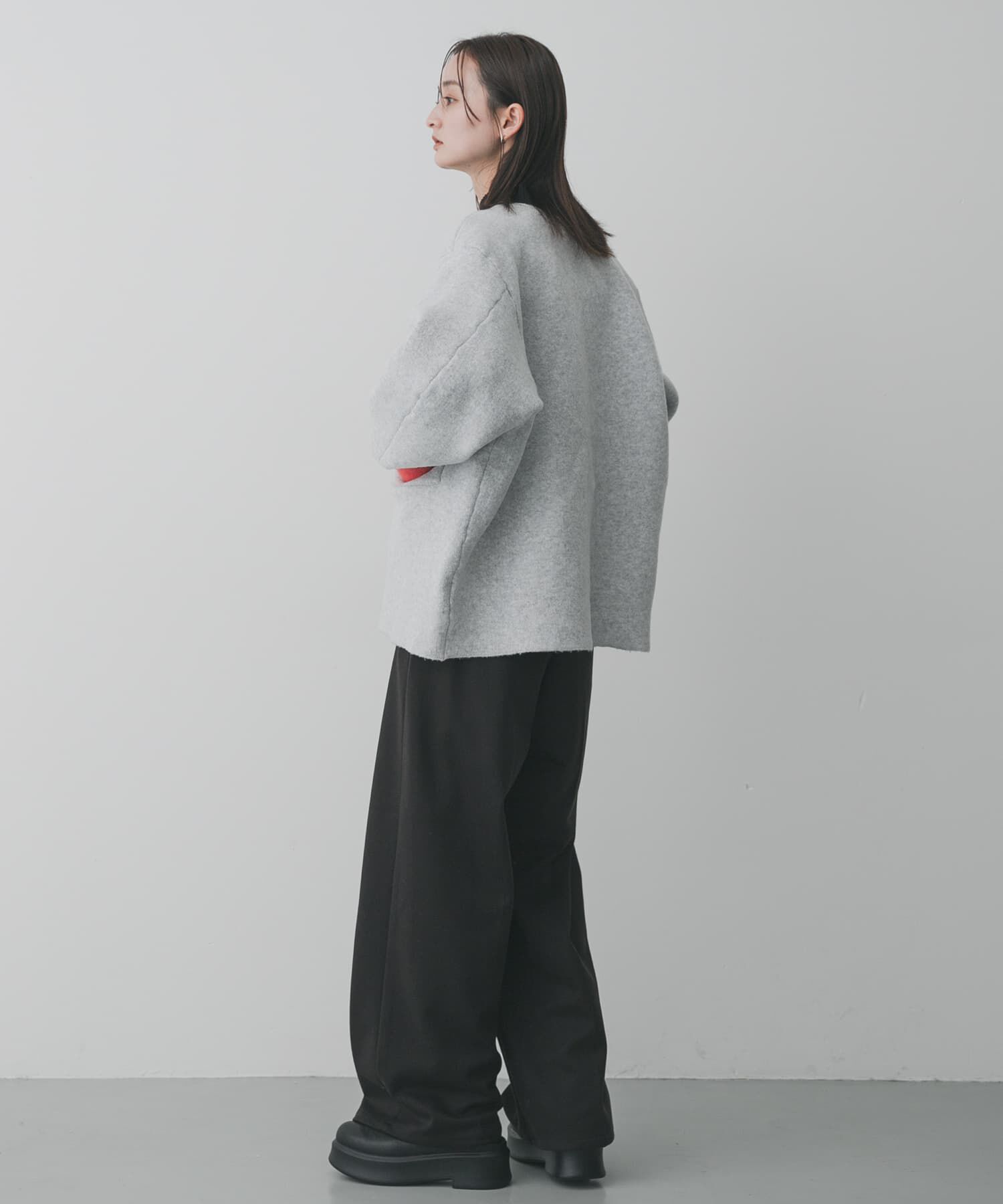 SENSE OF PLACE by URBAN RESEARCH「バイカラーニットコート」|ノーカラーコート|