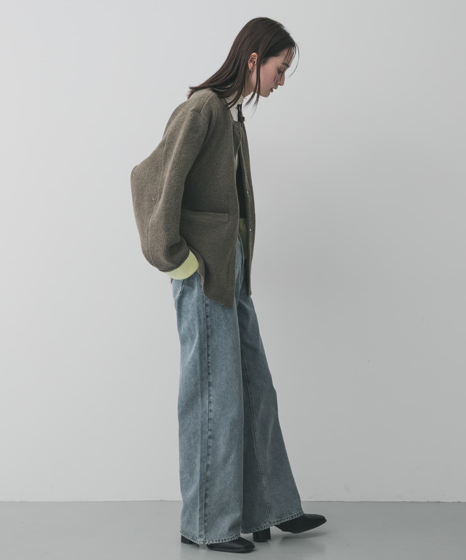 SENSE OF PLACE by URBAN RESEARCH「バイカラーニットコート」|ノーカラーコート|