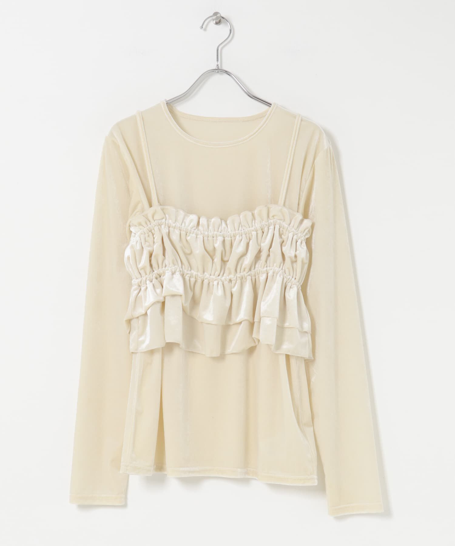 SENSE OF PLACE by URBAN RESEARCH「『洗濯可』フリルビスチェセットベロアトップ」|Tシャツ・カットソー|