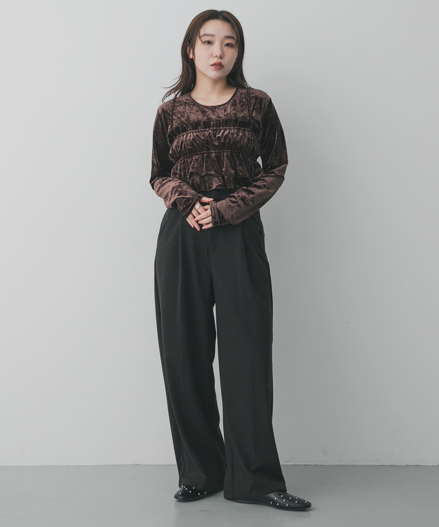 SENSE OF PLACE by URBAN RESEARCH「『洗濯可』フリルビスチェセットベロアトップ」|Tシャツ・カットソー|