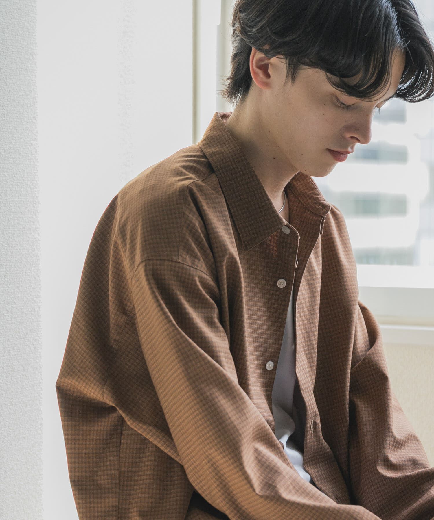 SENSE OF PLACE by URBAN RESEARCH「マイクロチェックレギュラーカラーシャツ」|シャツ・ブラウス|ブラウン