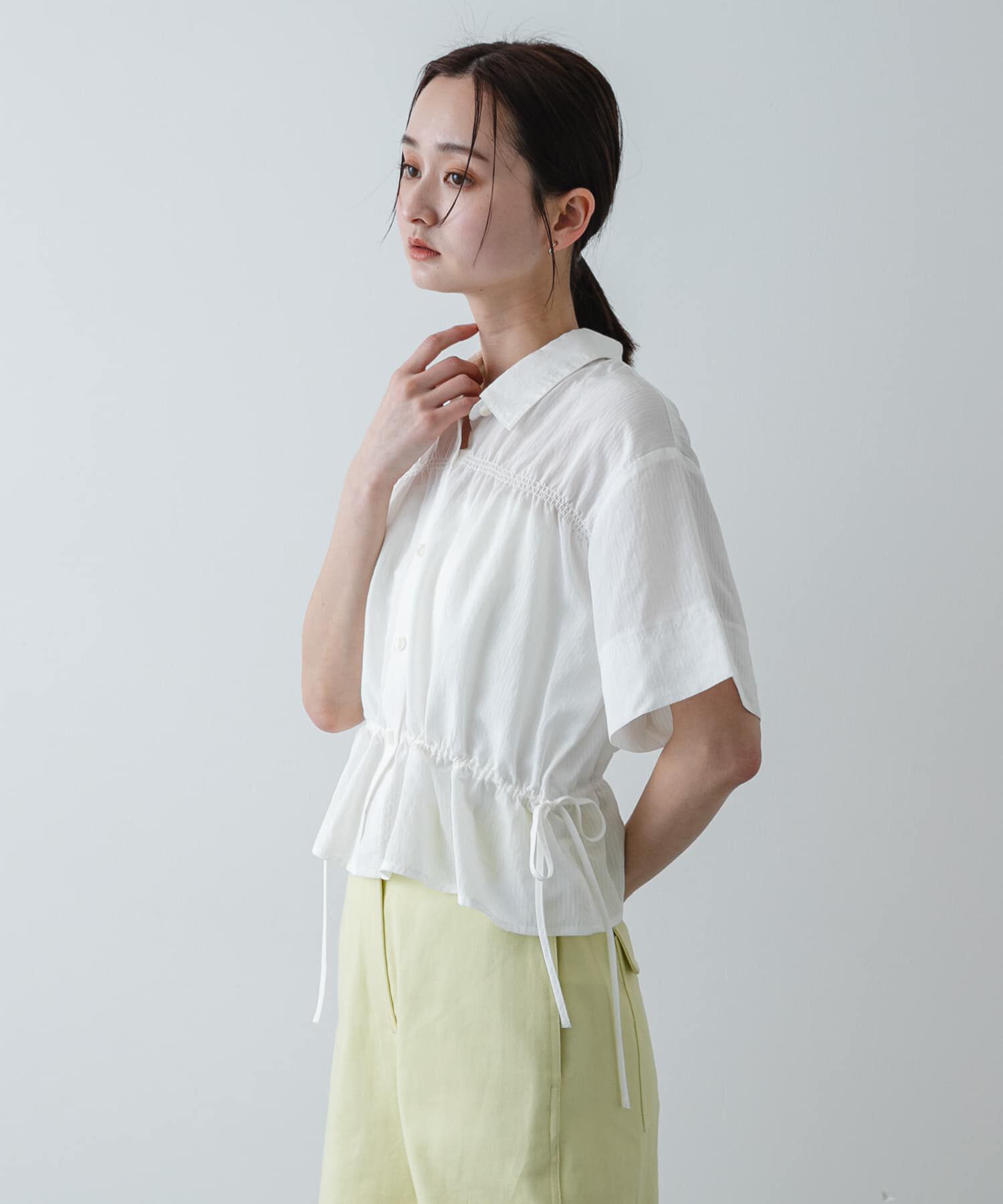 SENSE OF PLACE by URBAN RESEARCH「クロップドペプラムシャーリングシャツ」|シャツ・ブラウス|