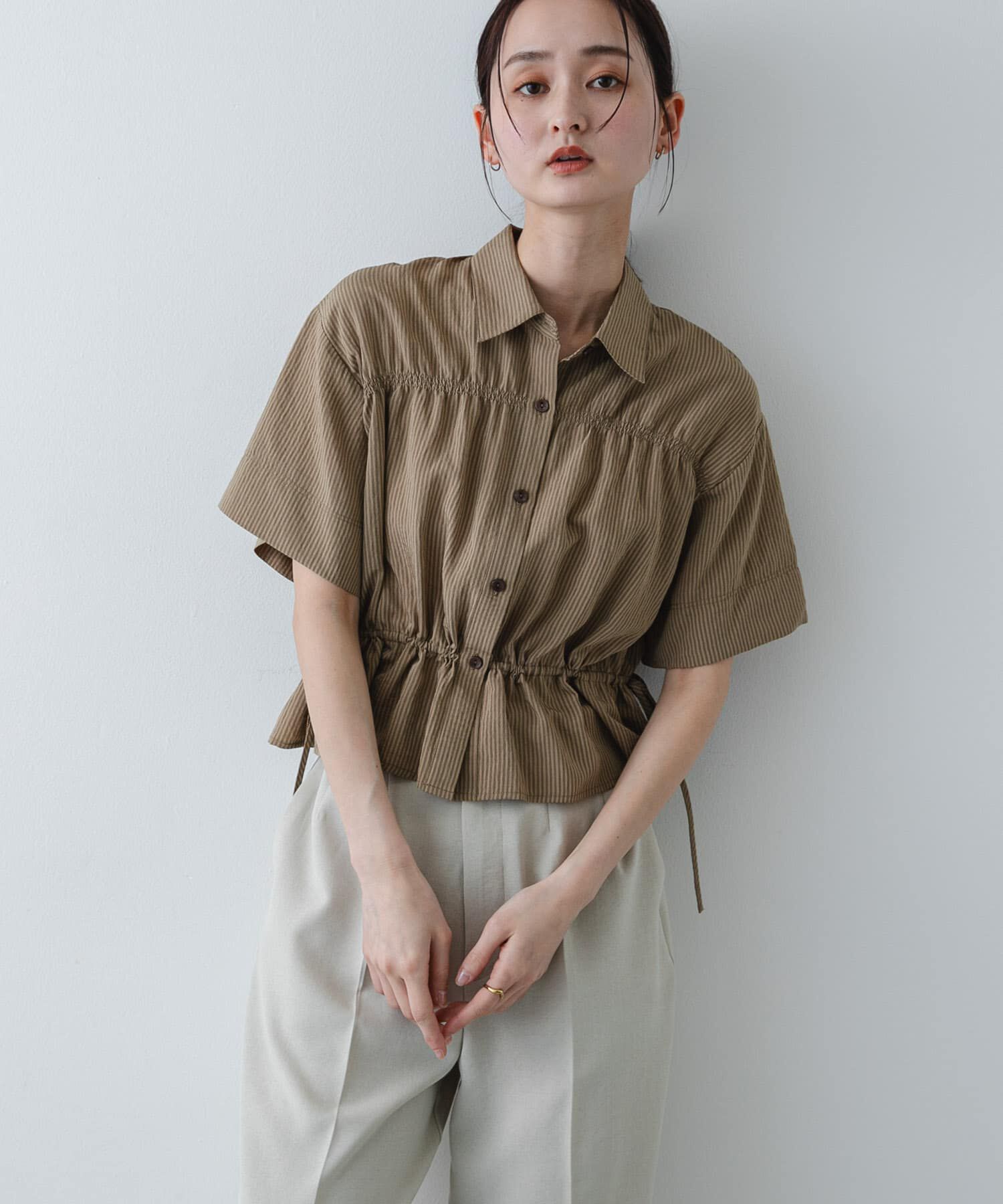 SENSE OF PLACE by URBAN RESEARCH「クロップドペプラムシャーリングシャツ」|シャツ・ブラウス|