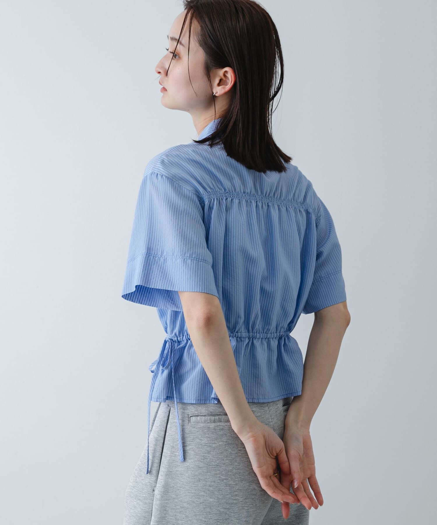 SENSE OF PLACE by URBAN RESEARCH「クロップドペプラムシャーリングシャツ」|シャツ・ブラウス|