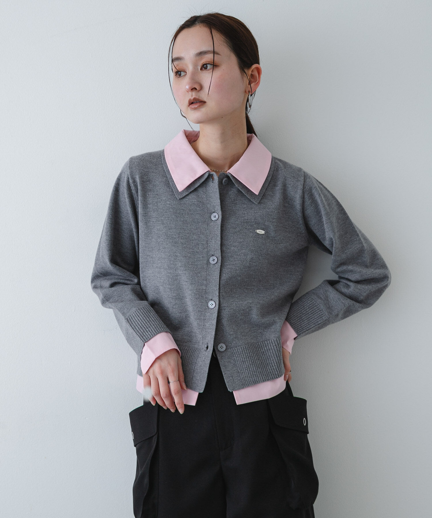 SENSE OF PLACE by URBAN RESEARCH「『洗濯可』プレートツキシャツドッキングニットカーディガン」|ニット・セーター|