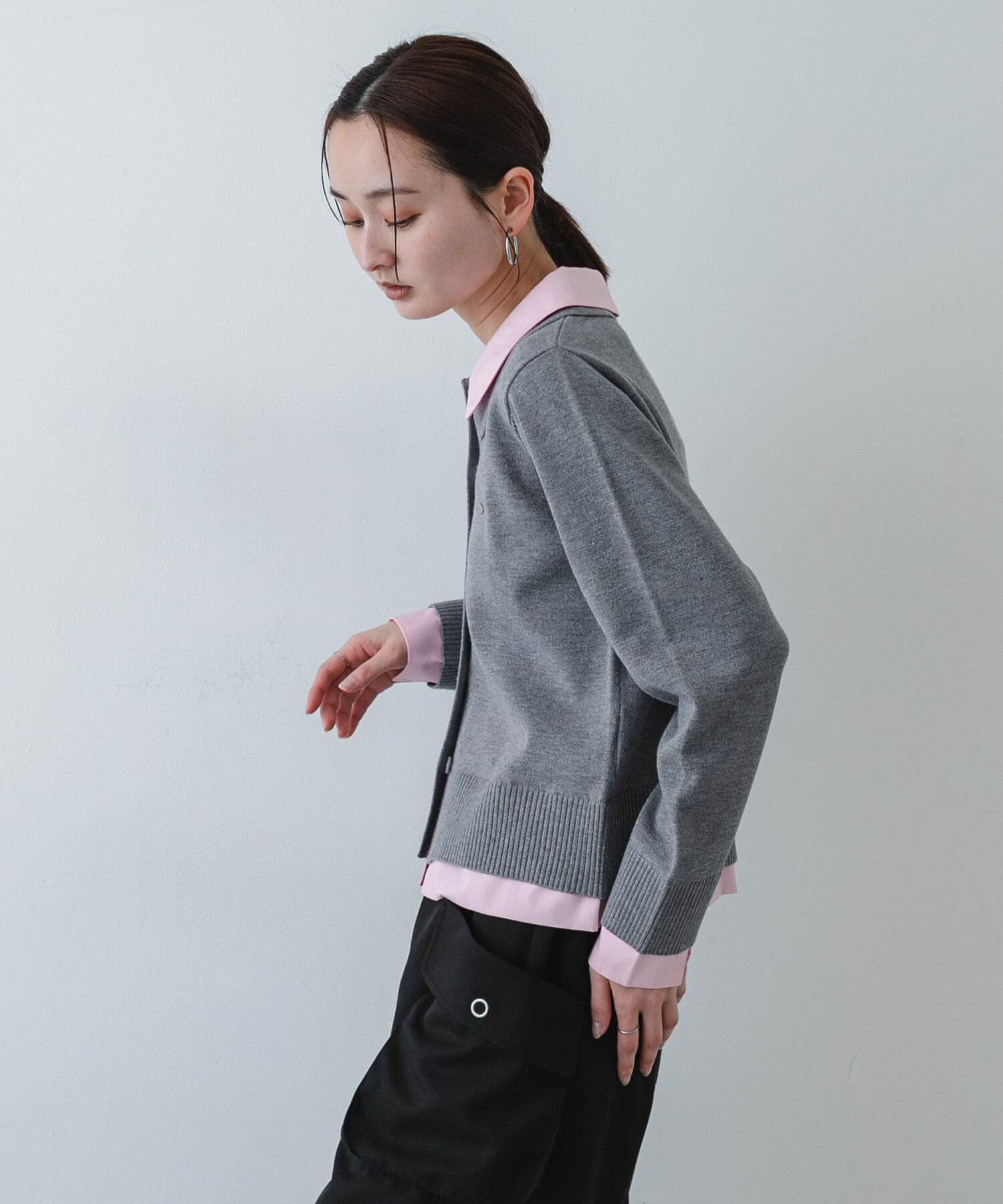 SENSE OF PLACE by URBAN RESEARCH「『洗濯可』プレートツキシャツドッキングニットカーディガン」|ニット・セーター|