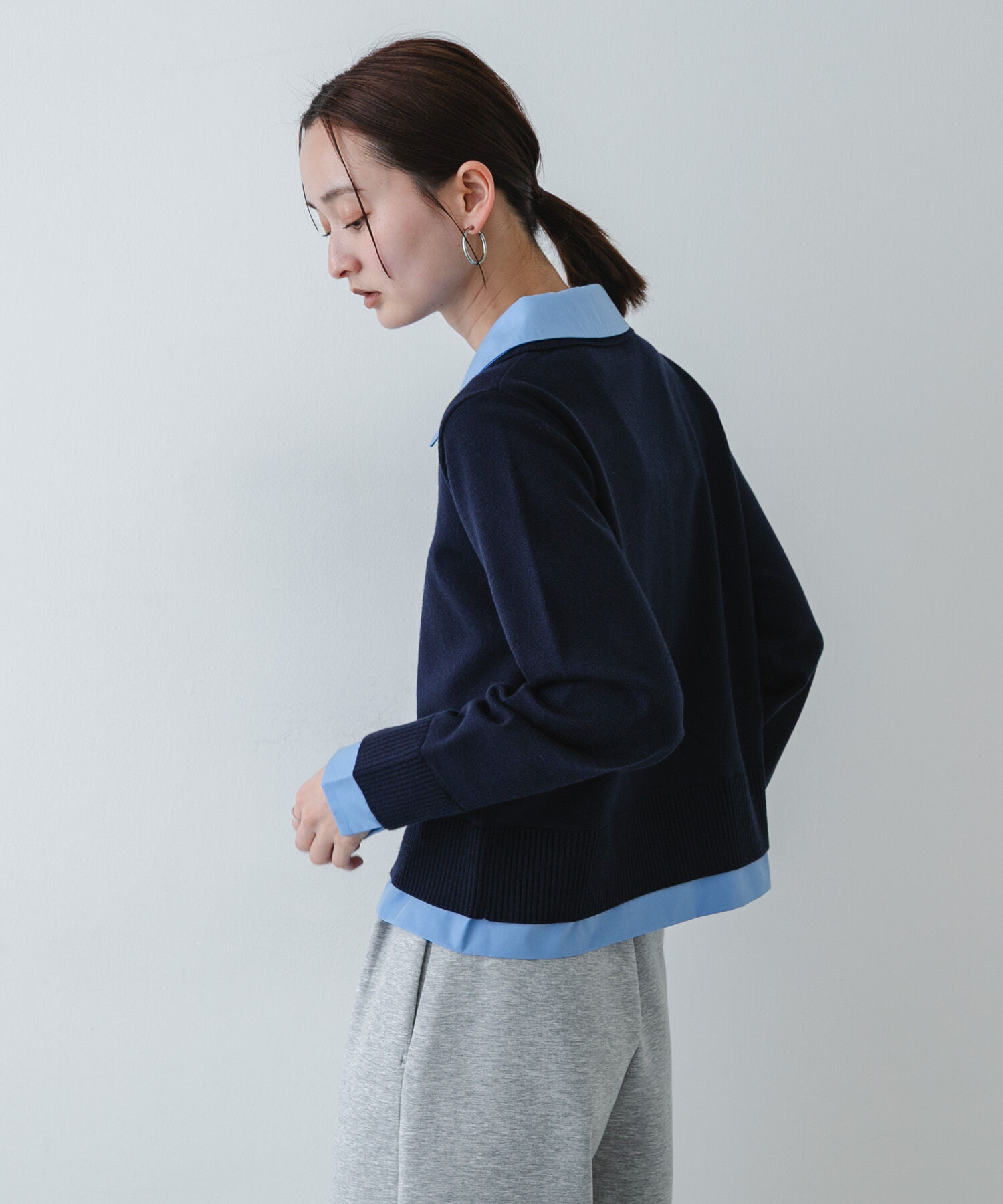 SENSE OF PLACE by URBAN RESEARCH「『洗濯可』プレートツキシャツドッキングニットカーディガン」|ニット・セーター|