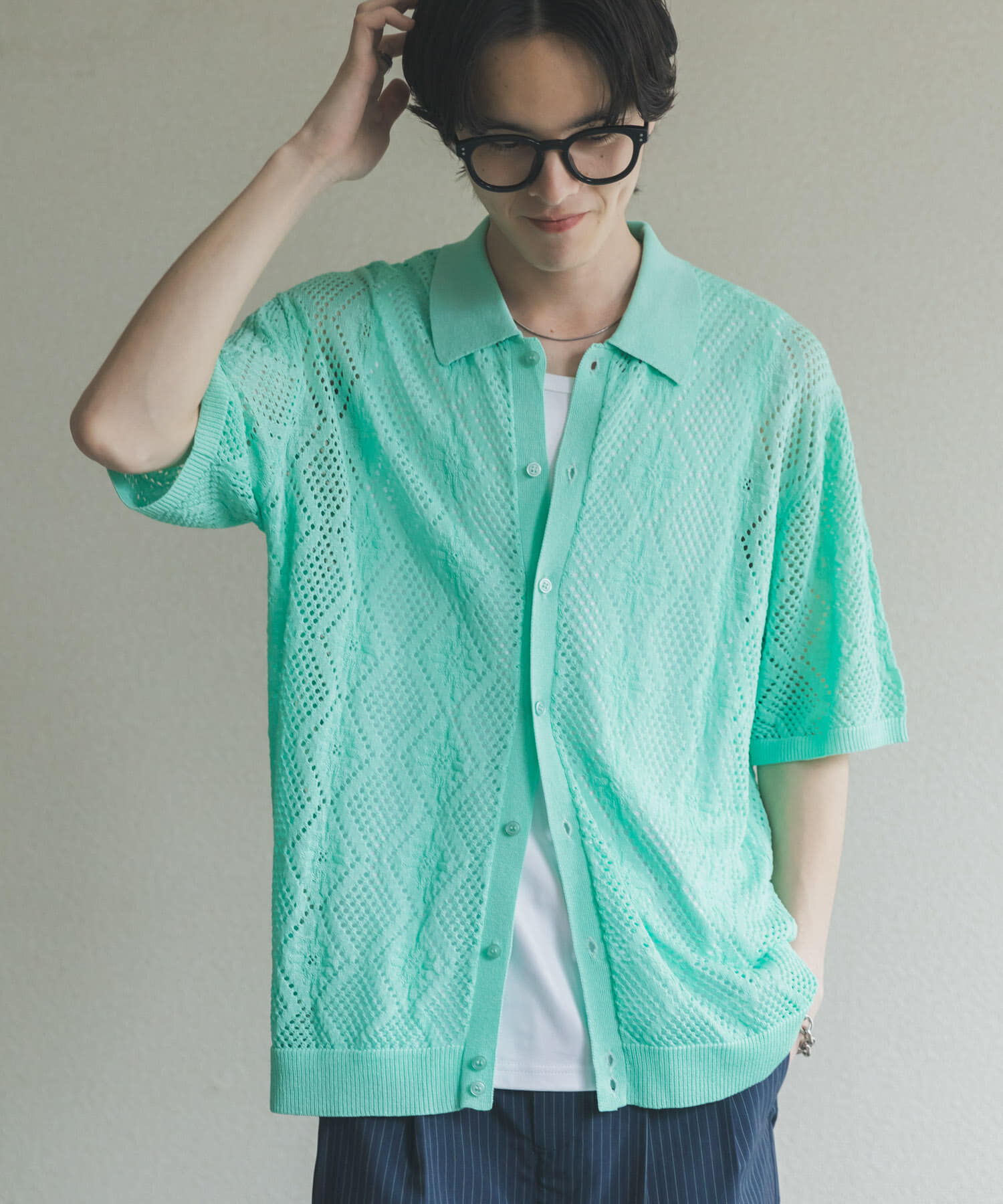 SENSE OF PLACE by URBAN RESEARCH「ドライタッチメッシュシャツカーディガン」|カーディガン|ミント