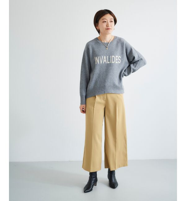 le.coeur blanc「《手洗い可能》ベルト付きハイウエストワイドパンツ」|チノ|