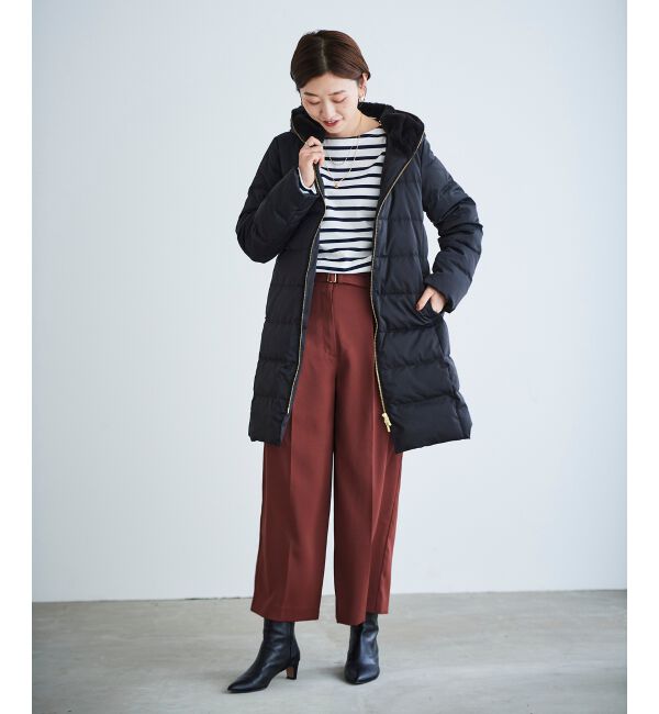 le.coeur blanc「《手洗い可能》ベルト付きハイウエストワイドパンツ」|チノ|